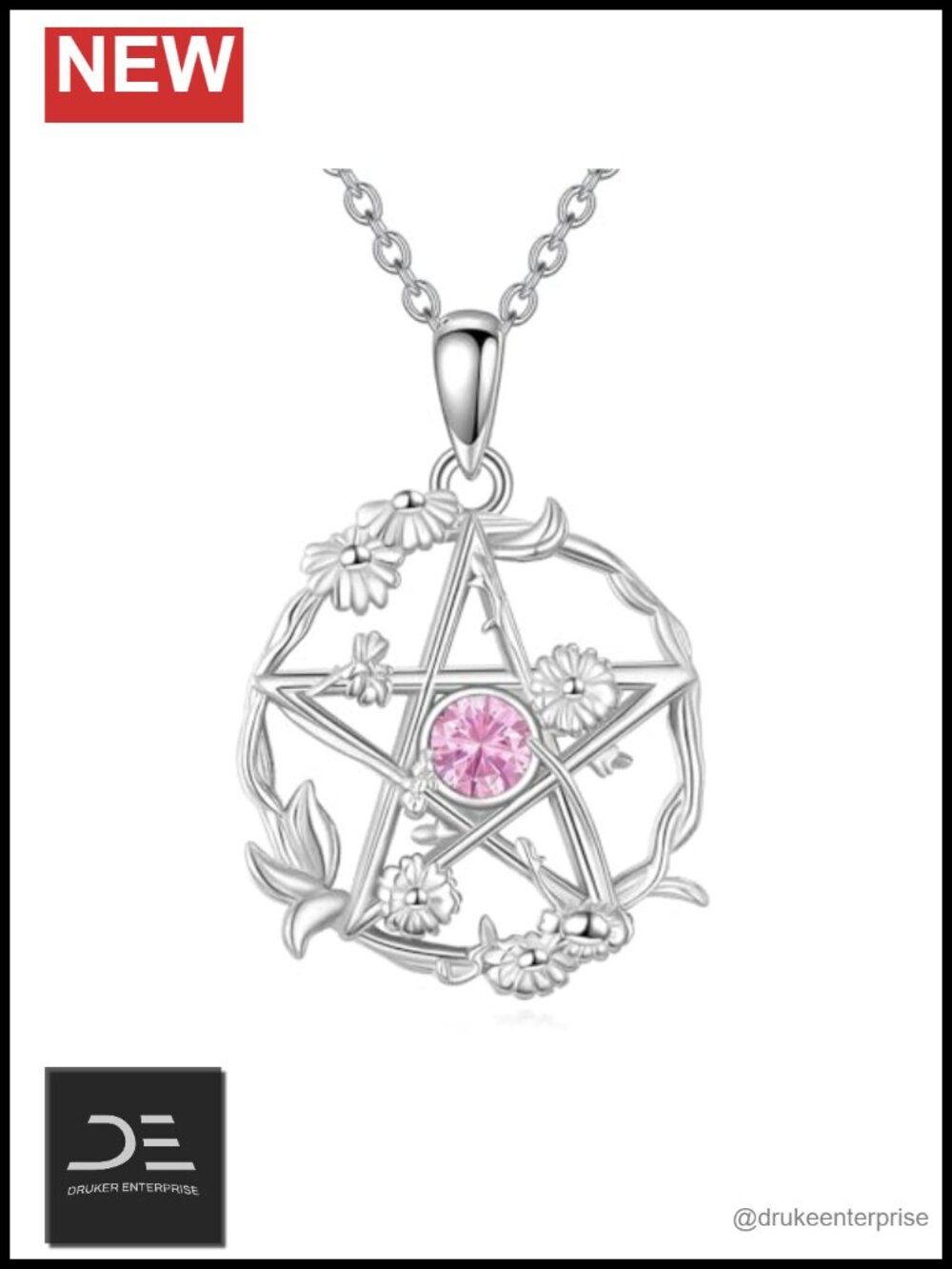 925 Sterling Silver Pentagram Necklace Pendant Witchcraft Pagan Jewelry Gift